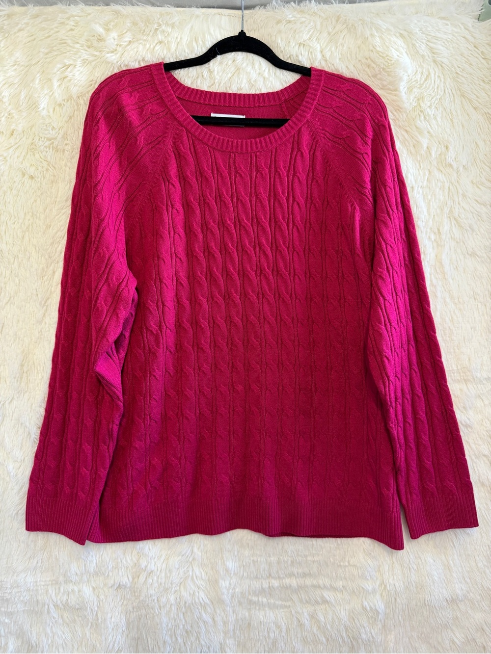 Croft & Barrow Womens Ivy League Cable Knit Sweater Size 1X Pink Cottagecore
